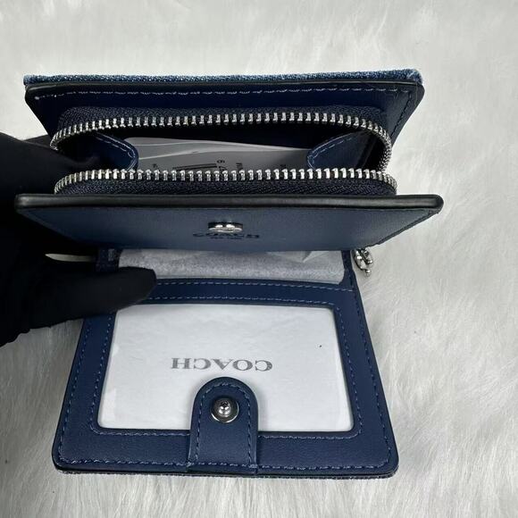 Coach Snap Wallet In Silver/Denim CAP07 NWT - Picture 6 of 6